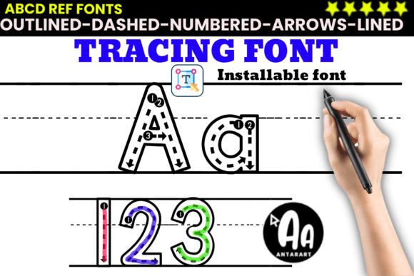 Dashed Outlined Arrows Lined: A Font for Teaching and Tracing