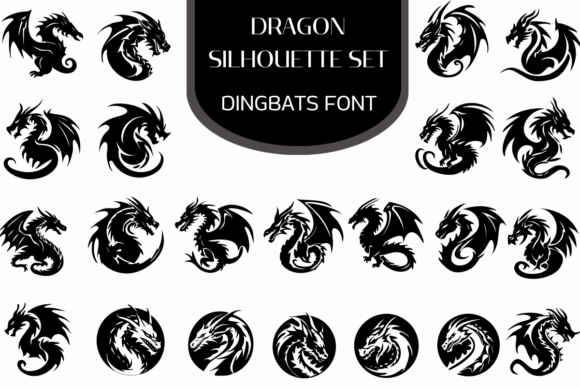Dragon Silhouette Set: A Typeface of Mythical Power