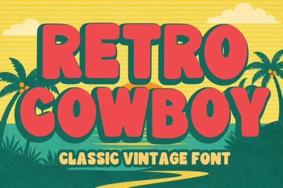 Retro Cowboy: Bold Vintage Display Font for Impactful Designs